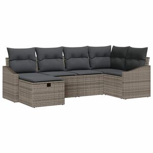 vidaXL Sofa Set with Cushion with Storage Grey Poly Rattan