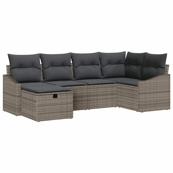 vidaXL Sofa Set with Cushion with Storage Grey Poly Rattan