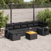 vidaXL 8 Piece Garden Sofa Set with Cushions Black Poly Rattan
