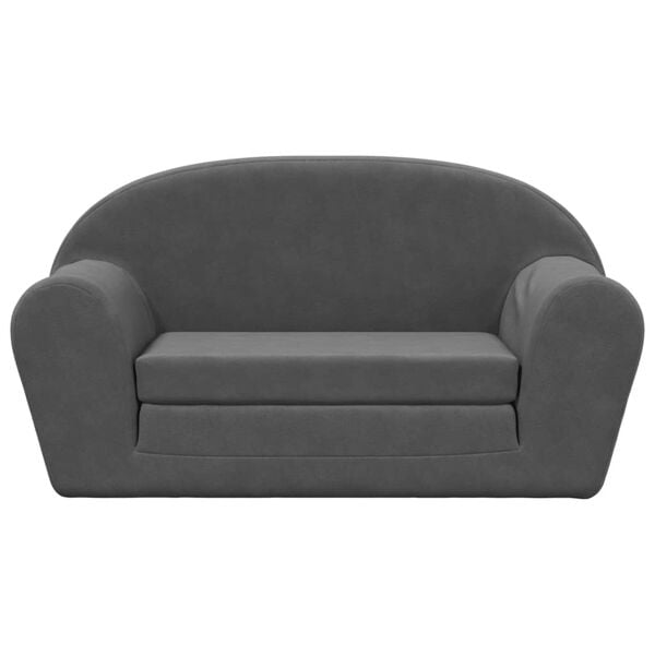 vidaXL Kids' Sofa Bed 2-Seater Anthracite Soft Plush