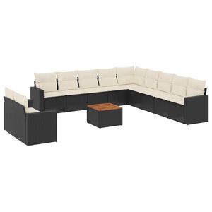 vidaXL 12 Piece Garden Sofa Set with Cushions Black Poly Rattan