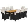 vidaXL 9 Piece Garden Dining Set with Cushions Black Poly Rattan