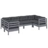 vidaXL 6 Piece Garden Lounge Set with Cushions Grey Pinewood