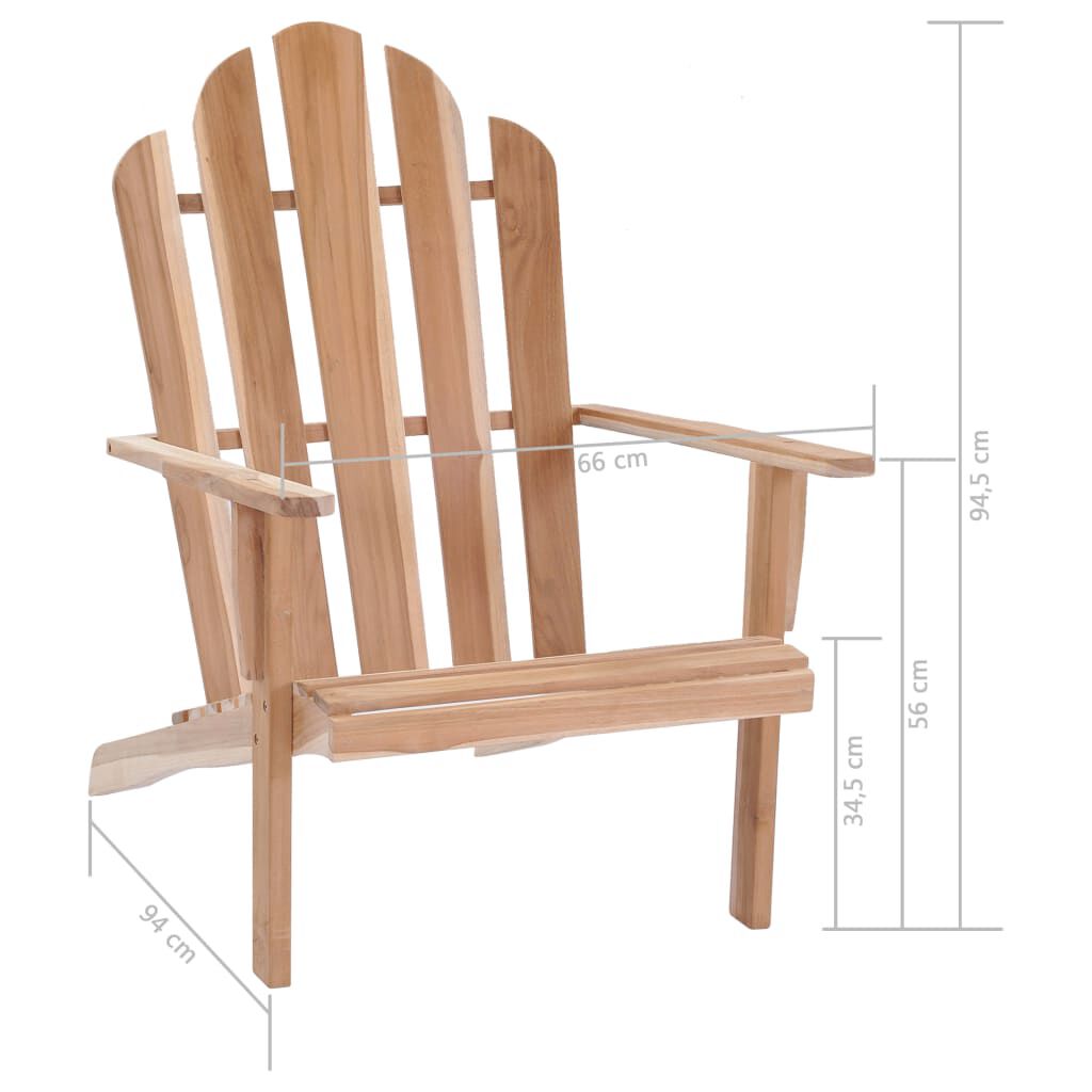 vidaXL Teak Adirondack Chair with Armrests Backrest Patio Outdoor Furniture 