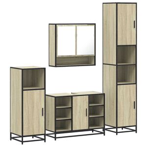vidaXL 4 Piece Bathroom Furniture Set Sonoma Oak Engineered Wood