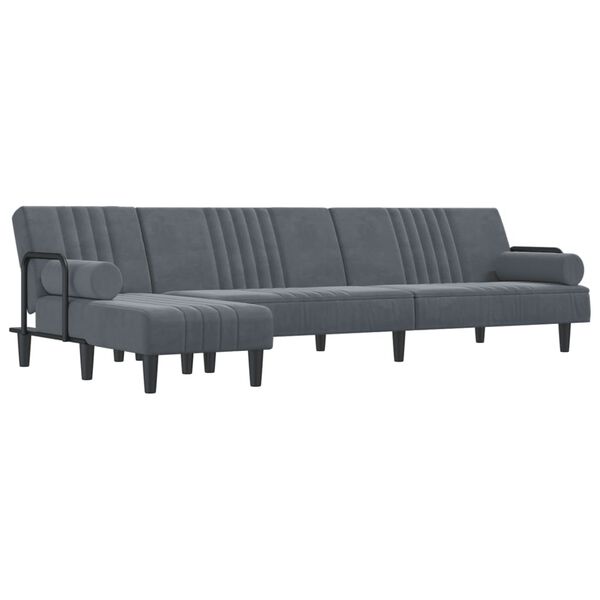 vidaXL L-shaped Sofa Bed Dark Grey 260x140x70 cm Velvet