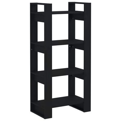 vidaXL Book Cabinet/Room Divider Black 60x35x125 cm Solid Wood