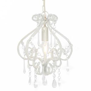 vidaXL Ceiling Lamp | White, Clear | Metal, Acrylic | Medium | Decorative Beads