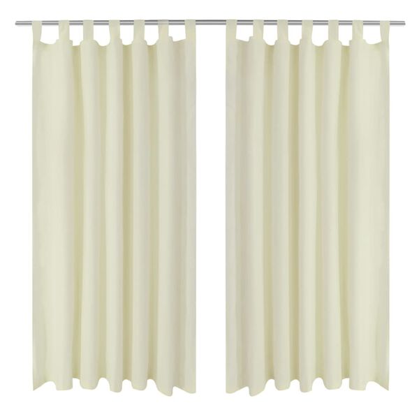 2 pcs Cream Micro-Satin Curtains with Loops 140 x 175 cm