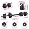 vidaXL 4-in-1 Dumbbell Set Black and Red 121 x 19.5 x 19.5 cm