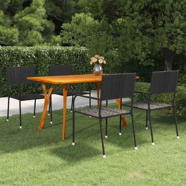 vidaXL 5 Piece Garden Dining Set Black