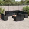 vidaXL 14 Piece Garden Sofa Set with Cushions Black Poly Rattan