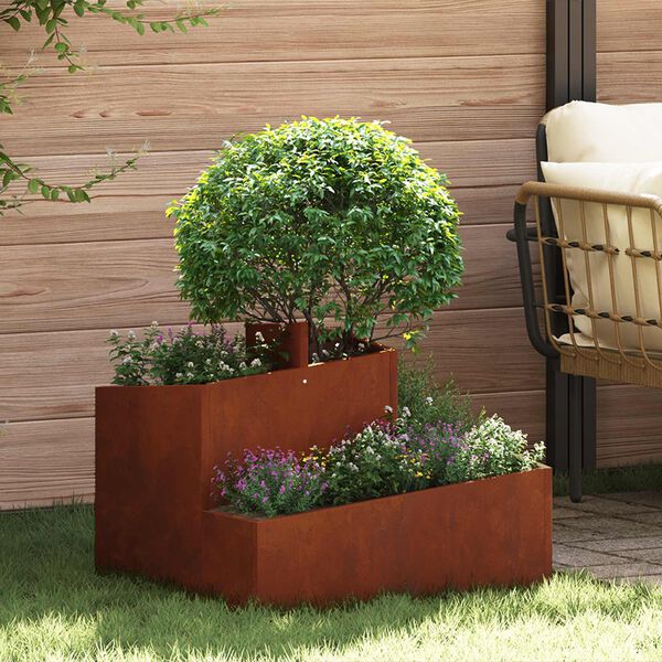 vidaXL Garden Planter Brown 60 x 60 x 50 cm Weathering Steel