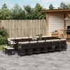 vidaXL 17 Piece Garden Dining Set with Cushions Black Poly Rattan