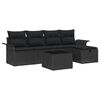 vidaXL Garden Sofa Set with Cushion Manual 6 pcs Black Poly Rattan