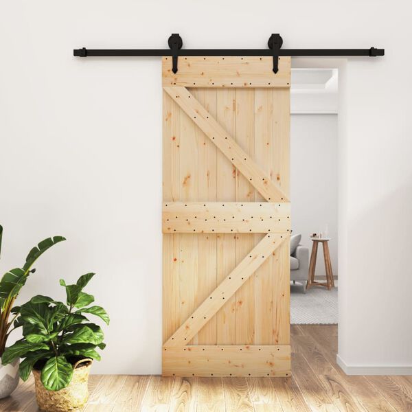 vidaXL Sliding Door with Hardware Set 85x210 cm Solid Wood Pine