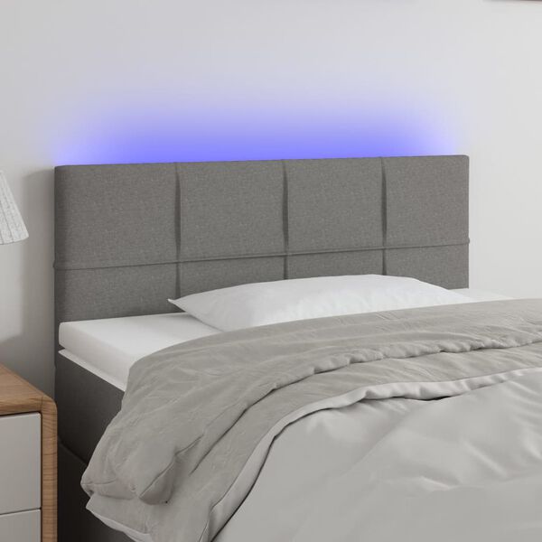 vidaXL LED Headboard Dark Grey 100 cm Fabric