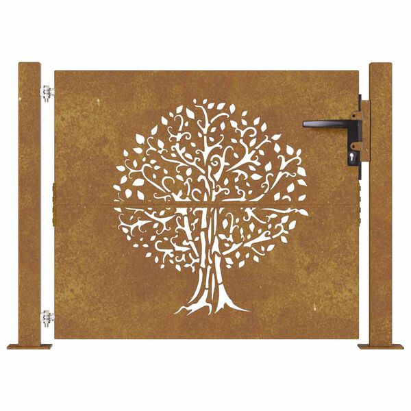 vidaXL Garden Gate 105x180 cm Corten Steel Tree Design