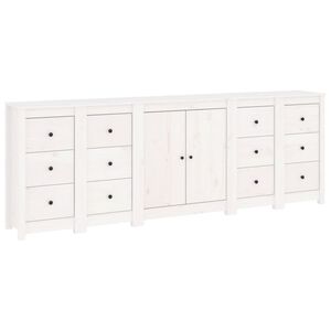 vidaXL Sideboard White 230x35x80 cm Solid Wood Pine