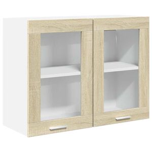 vidaXL Hanging Glass Cabinet "Lyon" Sonoma Oak 80x31x60 cm