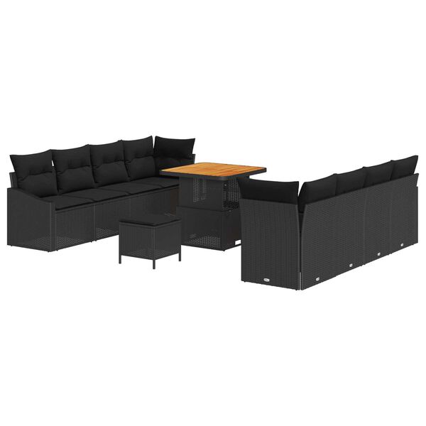 vidaXL Garden Sofa Set with Cushion with Storage 11 pcs Black