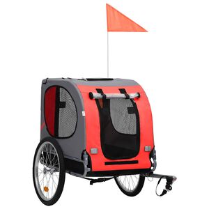 vidaXL Pet Bike Trailer | Red and Black | Oxford fabric and Steel | Medium