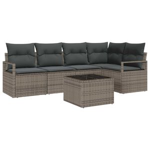 vidaXL Garden Sofa Set with Cushion 6 pcs Light Grey Poly Rattan