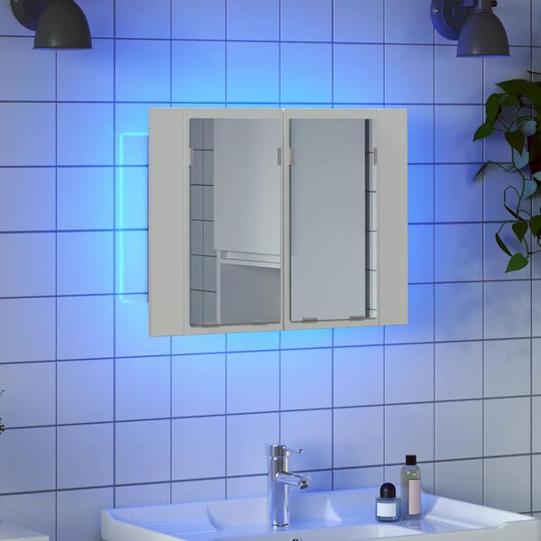 vidaXL LED Bathroom Mirror Cabinet High Gloss White 60x12x45 cm Acrylic