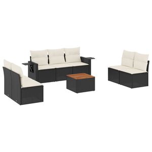 vidaXL 8 Piece Garden Sofa Set with Cushions Black Poly Rattan
