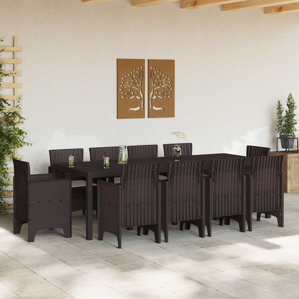 vidaXL Garden Dining Set 11 pcs Brown Polypropylene