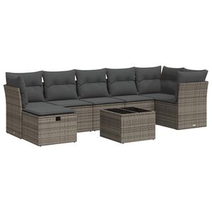 vidaXL 7 Piece Garden Sofa Set with Cushions Grey Poly Rattan