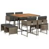 vidaXL 9 Piece Garden Dining Set with Cushions Grey Poly Rattan