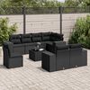 vidaXL 9 Piece Garden Sofa Set with Cushions Black Poly Rattan