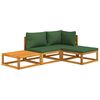 vidaXL 4 Piece Garden Lounge Set with Green Cushions Solid Wood