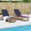 vidaXL Sun Loungers 2 pcs Dark Blue Solid Wood Acacia and Fabric