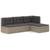 vidaXL 4 Piece Garden Lounge Set with Cushions Grey Poly Rattan