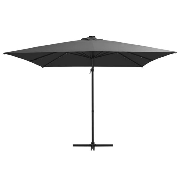 vidaXL Cantilever Garden Parasol with LED lights and Steel Pole 250x250 cm Anthracite