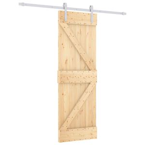 vidaXL Sliding Door Natural and White 70 x 210 cm Solid Pine Wood