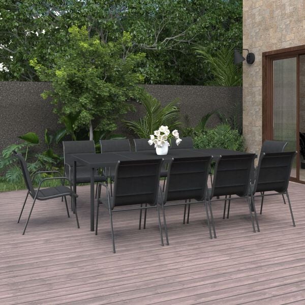 vidaXL 11 Piece Outdoor Dining Set Steel