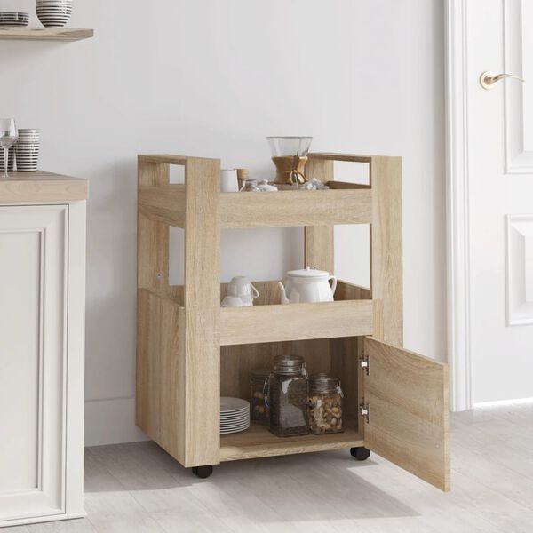 vidaXL Kitchen Trolley Sonoma Oak 60x45x80 cm Engineered Wood