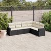 vidaXL 6 Piece Garden Sofa Set with Cushions Black Poly Rattan