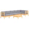 vidaXL 7 Piece Garden Lounge Set with Grey Cushions Pinewood