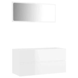 vidaXL 2 Piece Bathroom Furniture Set High Gloss White Engineered Wood