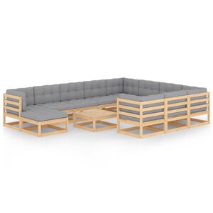 vidaXL 12 Piece Garden Lounge Set with Cushions Solid Pinewood