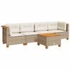 vidaXL 5 Piece Garden Sofa Set with Cushions Beige Poly Rattan