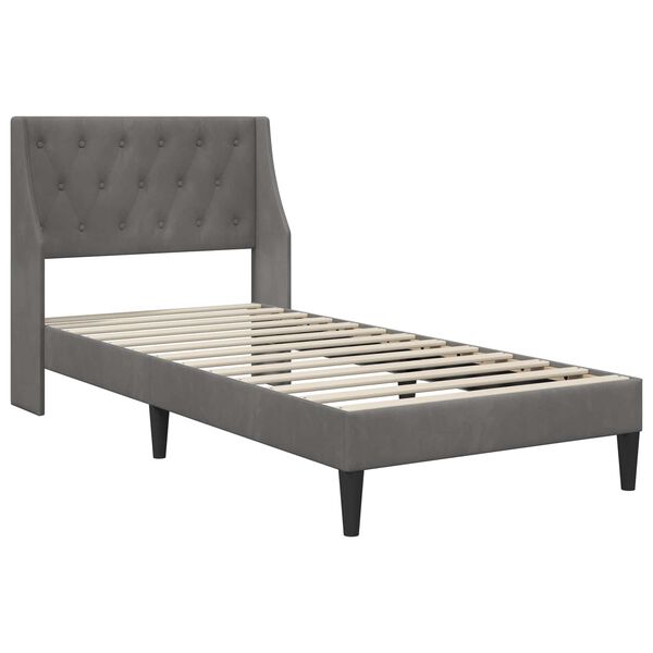 vidaXL Bed Frame with Mattress Dark Grey 90 x 190 cm Velvet