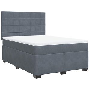 vidaXL Box Spring Bed with Mattress Dark Grey Queen Velvet