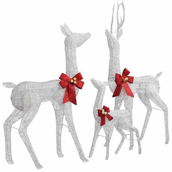 vidaXL Reindeer Family Christmas Decoration White and Silver 201 LEDs