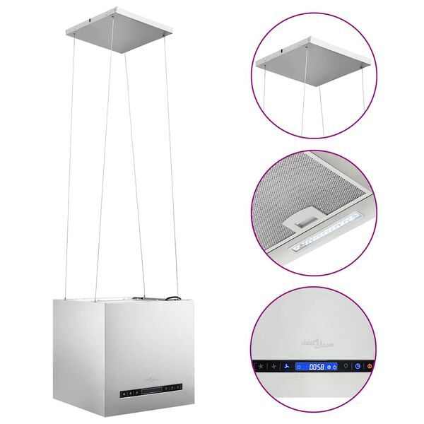 vidaXL Hanging Island Range Hood Touch Sensor LCD 37cm Stainless Steel