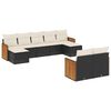 vidaXL 9 Piece Garden Sofa Set with Cushions Black Poly Rattan